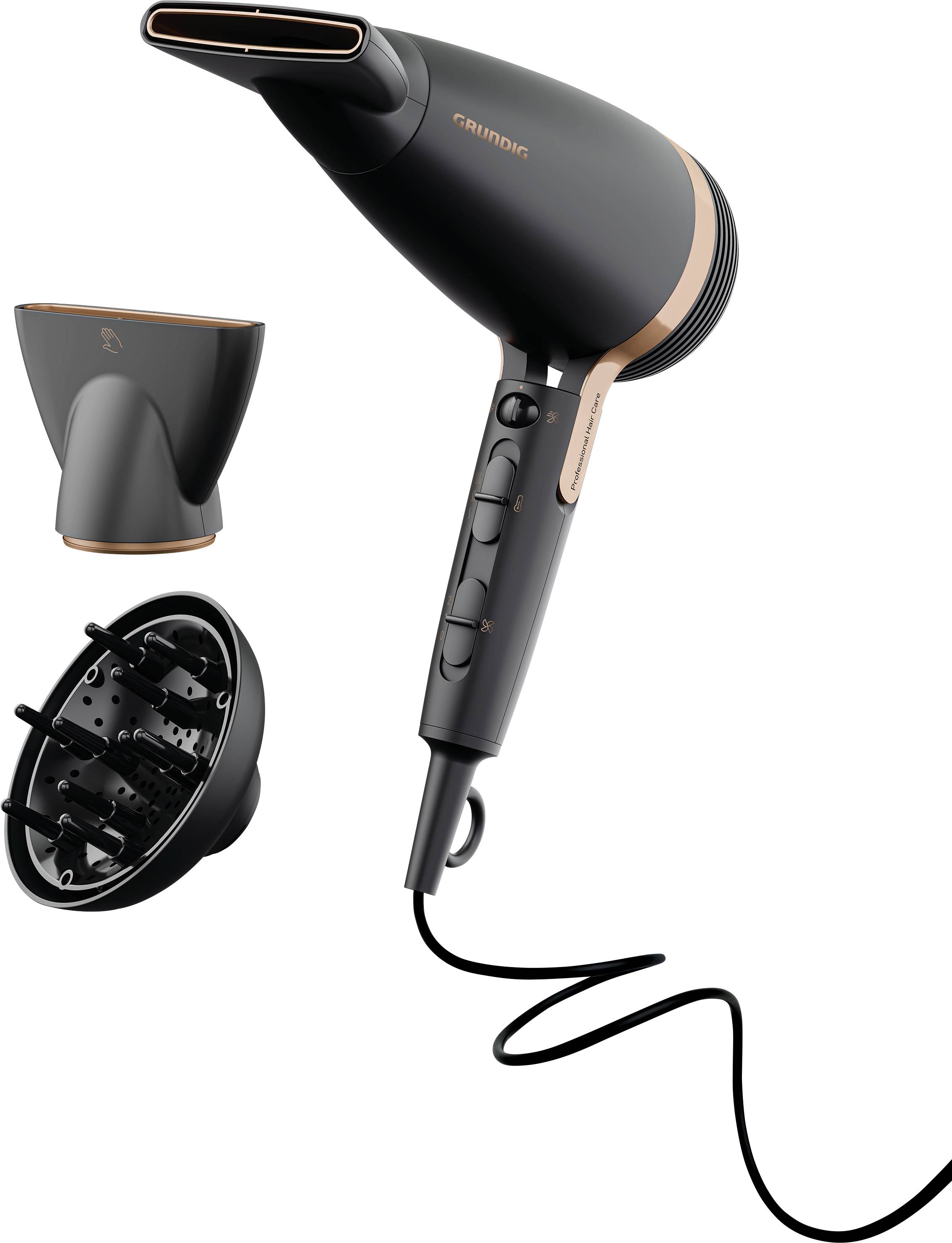 Grundig NaturaShine Ionic Asciugacapelli Nero, Rosa oro-3