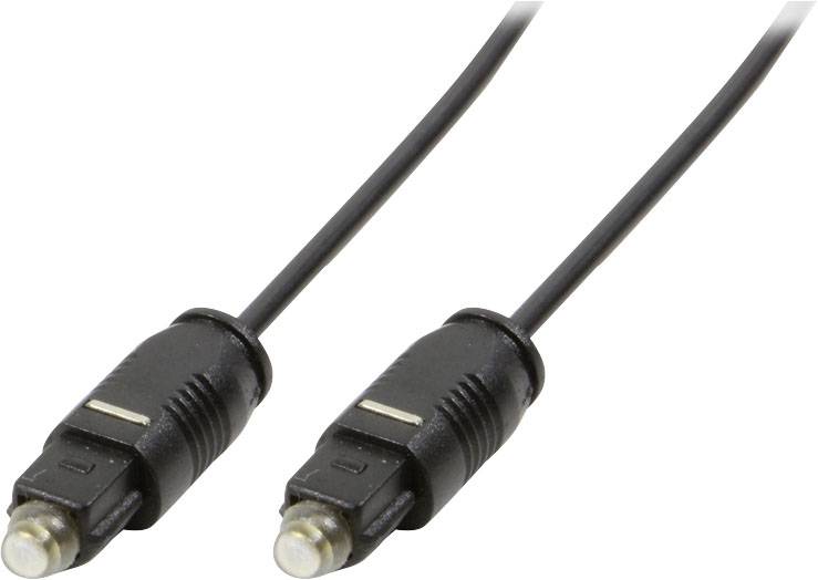 Due cavi audio ottici neri con connettori Toslink.