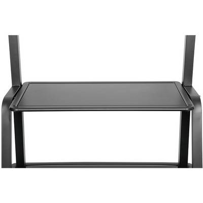 Sedia in metallo nero senza imbottitura, dal design essenziale. Presenta una superficie seduta liscia e priva di ulteriori decorazioni o dettagli.