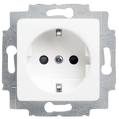 Presa elettrica bianca con telaio, tipo standard, per l'uso europeo.