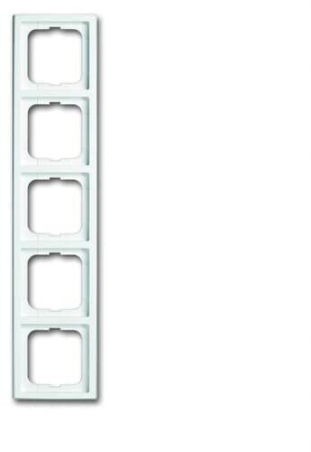 Cornice quintupla per interruttori o prese elettriche, orientamento verticale, colore bianco, adatta per il montaggio a parete.
