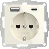 2USB 2U-449535 presa contatto di terra con uscita di ricarica USB, Protezione per i bambini, VDE IP20 Bianco crema