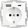 2USB 2U-449528 presa contatto di terra con uscita di ricarica USB, Protezione per i bambini, VDE IP20 Bianco puro (seta opaca)