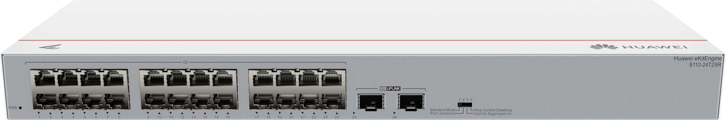 Switch di rete con più porte Ethernet, adatto per reti aziendali. Contiene il logo del marchio e la denominazione del modello sul lato frontale.