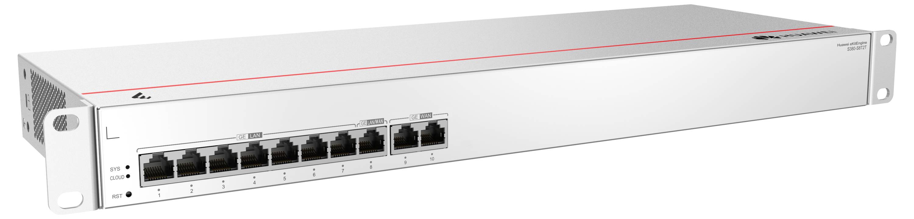 Un switch di rete argentato con otto porte Ethernet e un ventilatore sul lato. Adatto per connessioni di rete.