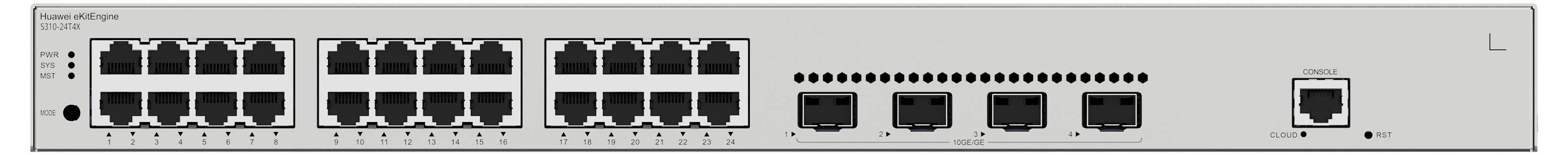 Switch di rete con più porte Ethernet e un'interfaccia di rete, idoneo per collegare diversi dispositivi.
