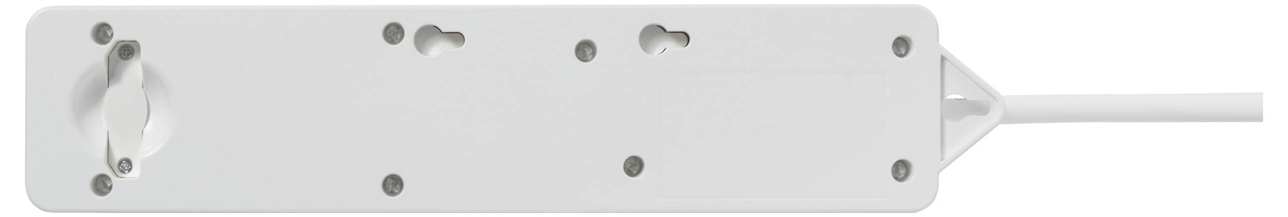 Multipresa bianca con due prese elettriche standard europee e interruttore laterale di accensione e spegnimento.