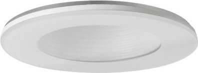 Plafoniera LED rotonda bianca con profilo sottile, adatta per interni moderni.