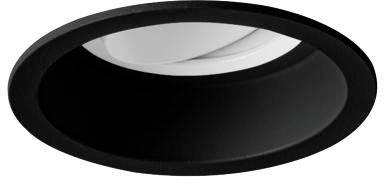Luce da soffitto rotonda nera con design moderno e minimalista.