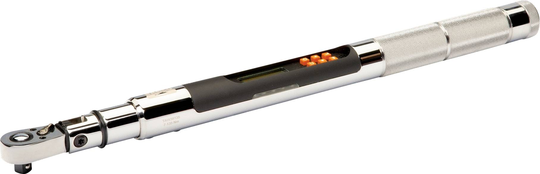 Chiave dinamometrica digitale con display LED, utilizzata per serrare viti e dadi con precisione in applicazioni tecniche.