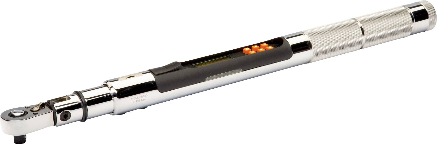 Chiave dinamometrica in metallo con display digitale, adatta per il serraggio preciso di viti in applicazioni tecniche o meccaniche.