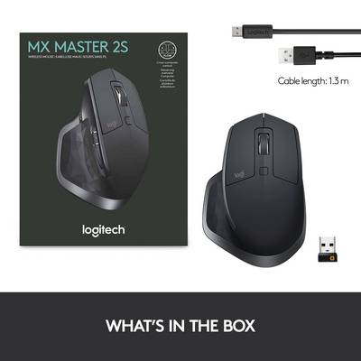 Logitech Logitech MX Master 2S - Maus - Laser - 7 Tasten Mouse ergonomico Senza fili (radio) Laser Multicolore 5 Tasti 4-17