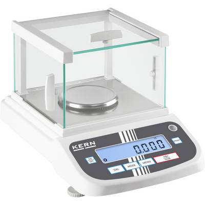 'Bilancia analitica KERN con display digitale, indica 0,000 g. Utilizzata per misurazioni di peso altamente precise in ambienti di laboratorio.'