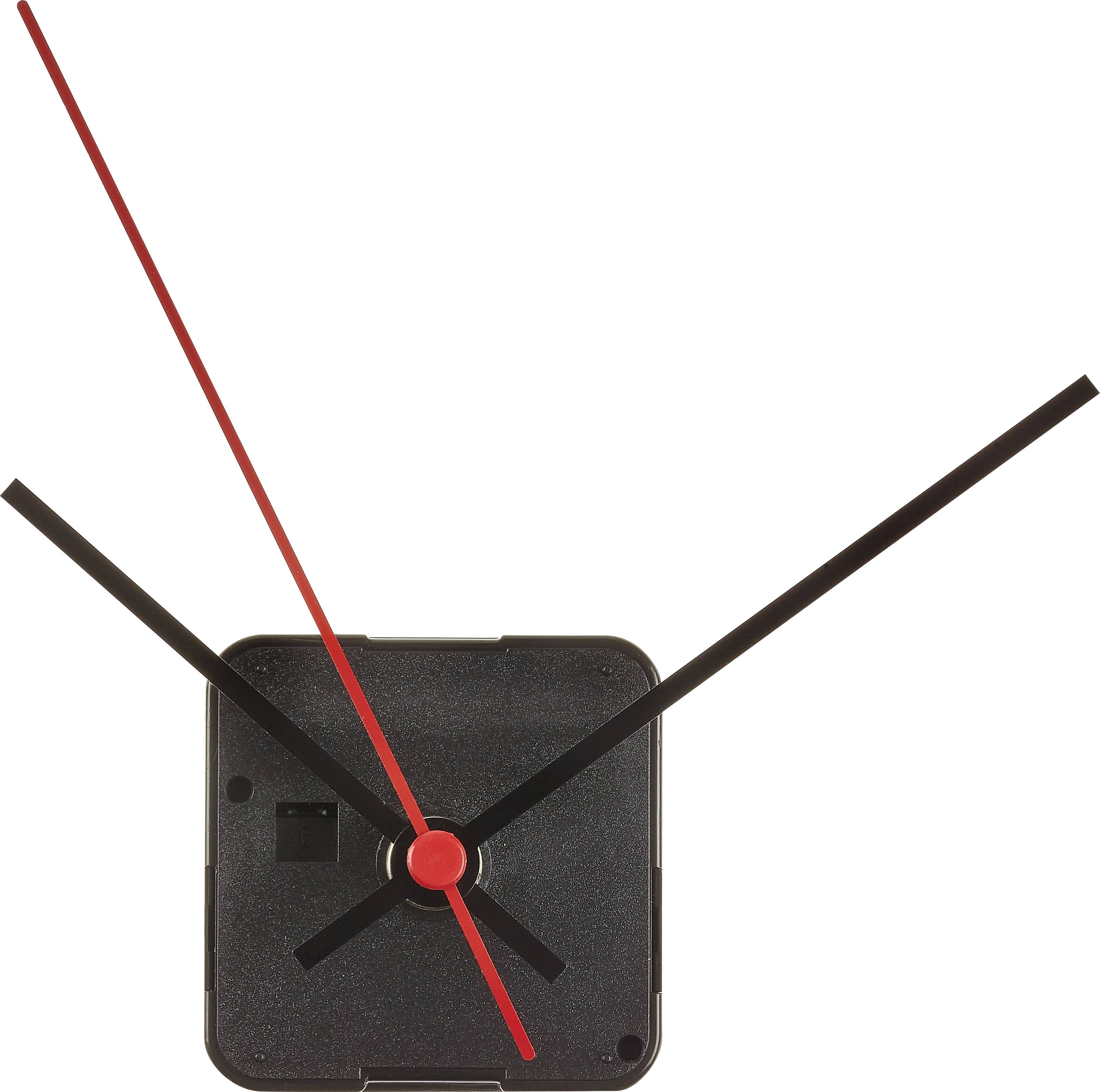 Orologio quadrato nero con lancette rosse e nere che indica le 10:10.