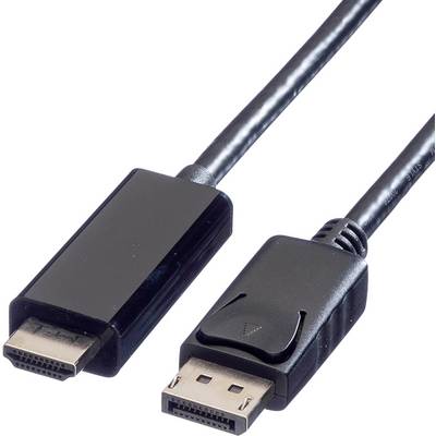 Un cavo DisplayPort su HDMI con guaina nera, utilizzato per trasmettere segnali video e audio tra dispositivi.