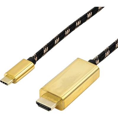 'Adattatore da USB-C a HDMI color oro con cavo intrecciato.'