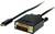 Cavo adattatore da USB-C a DVI con cavo nero e connettori.