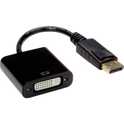 Un cavo adattatore nero da DisplayPort a DVI che converte e trasmette segnali video digitali tra dispositivi.