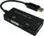 Adattatore 'DP a DVI/HDMI/VGA' con porte per DVI, HDMI e VGA. L'adattatore mostra le possibilità di connessione da DisplayPort a diversi monitor.