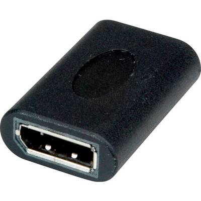 Un adattatore DisplayPort nero per collegare cavi, compatto e formato a rettangolo.