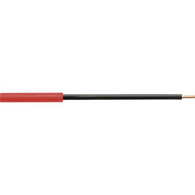 Un cavo rosso e nero con filo di rame a un'estremità, spesso utilizzato per connessioni elettriche o linee di alimentazione.