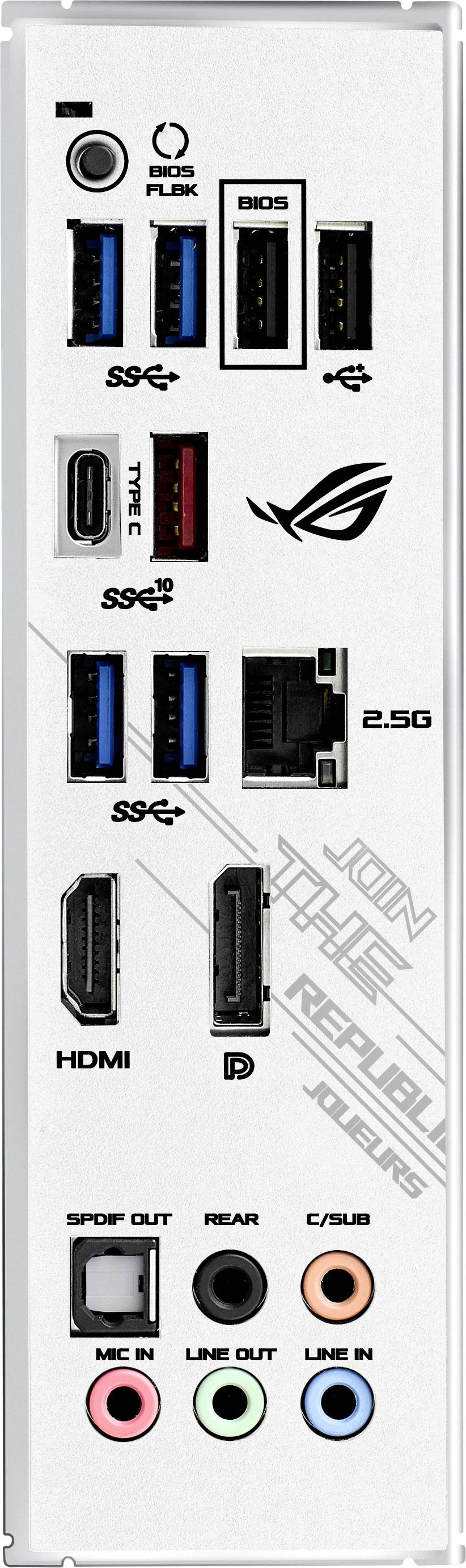 Retro di una scheda madre con diversi connettori: USB, Ethernet, HDMI, Audio. Etichettata con 'Join the Republic' e logo.