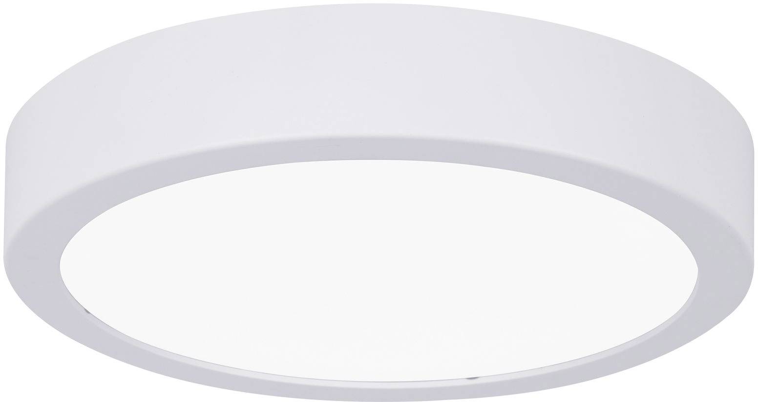 Una plafoniera rotonda bianca dal design semplice e moderno.