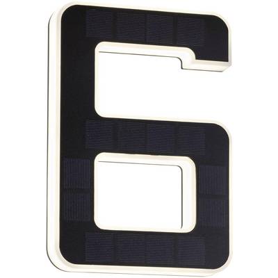 Un grande numero stilizzato nero '6' su sfondo bianco, conferisce un aspetto moderno e minimalista.