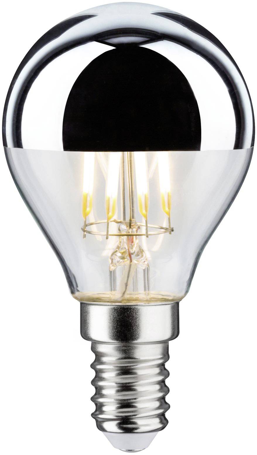Una lampadina con filamento visibile, accesa, su sfondo bianco. Simboleggia energia e illuminazione.
