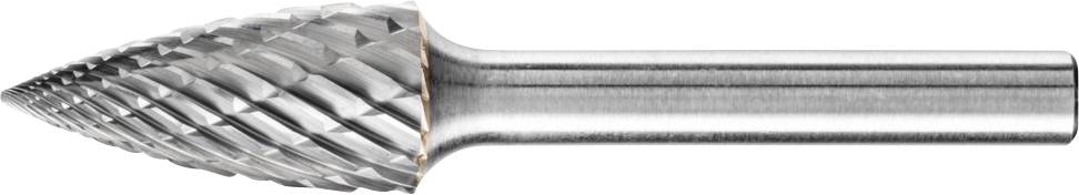 Frese metalliche a forma di pera con taglienti a spirale, principalmente utilizzate per la lavorazione dei metalli.