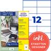 Avery-Zweckform 3424-10 Etichetta universale 105 x 48 mm Carta Bianco 120 pz. A tenuta permanente Stampante laser a colori, Stampante laser