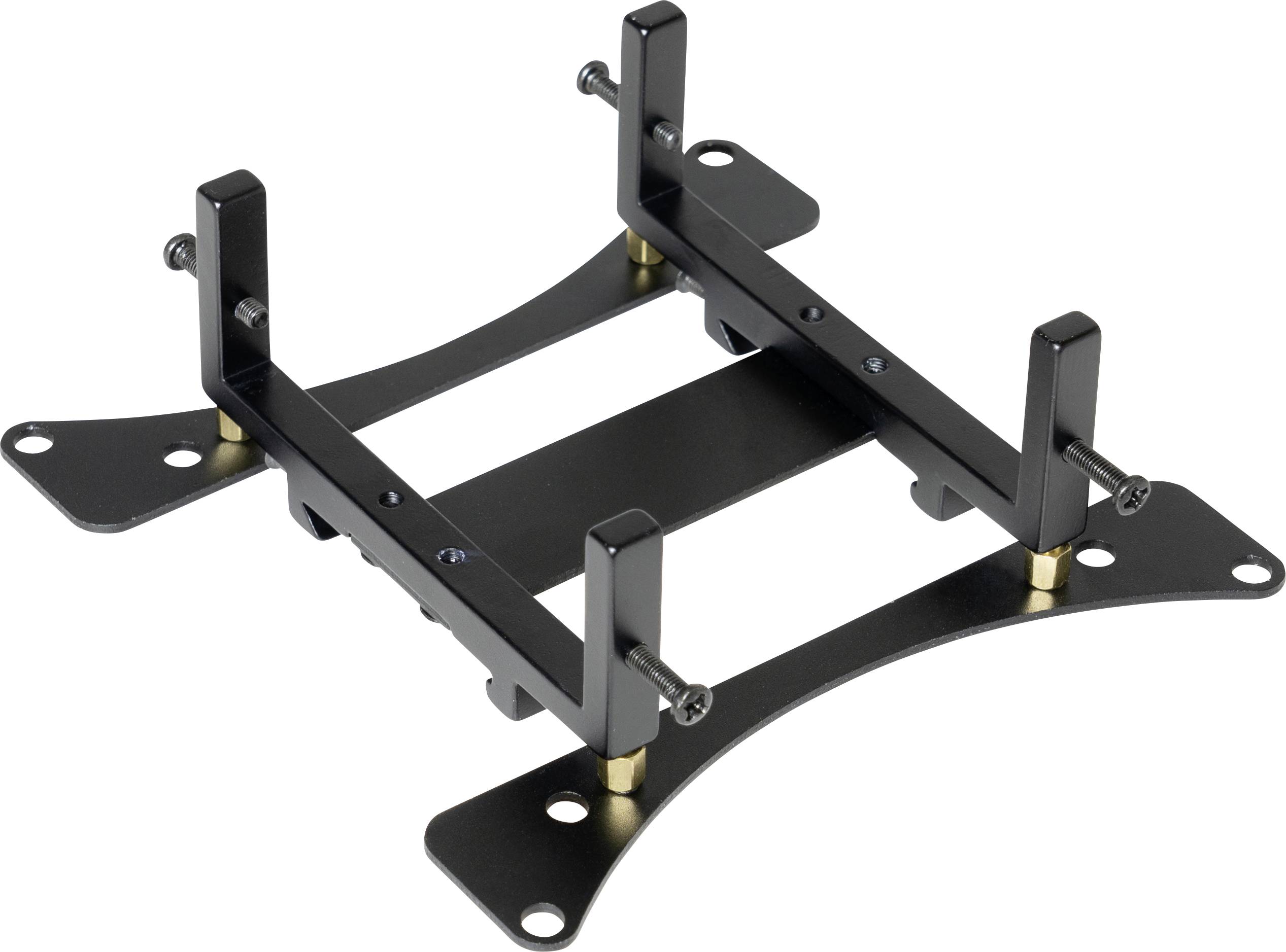 Supporto in metallo per il fissaggio di chassis del computer con viti regolabili e dispositivi di braccio di colore nero.