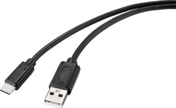 Renkforce Cavo USB USB 2.0 Spina USB-C®, Spina USB-A 2.00 m Nero con superficie antimicrobica RF-4695144