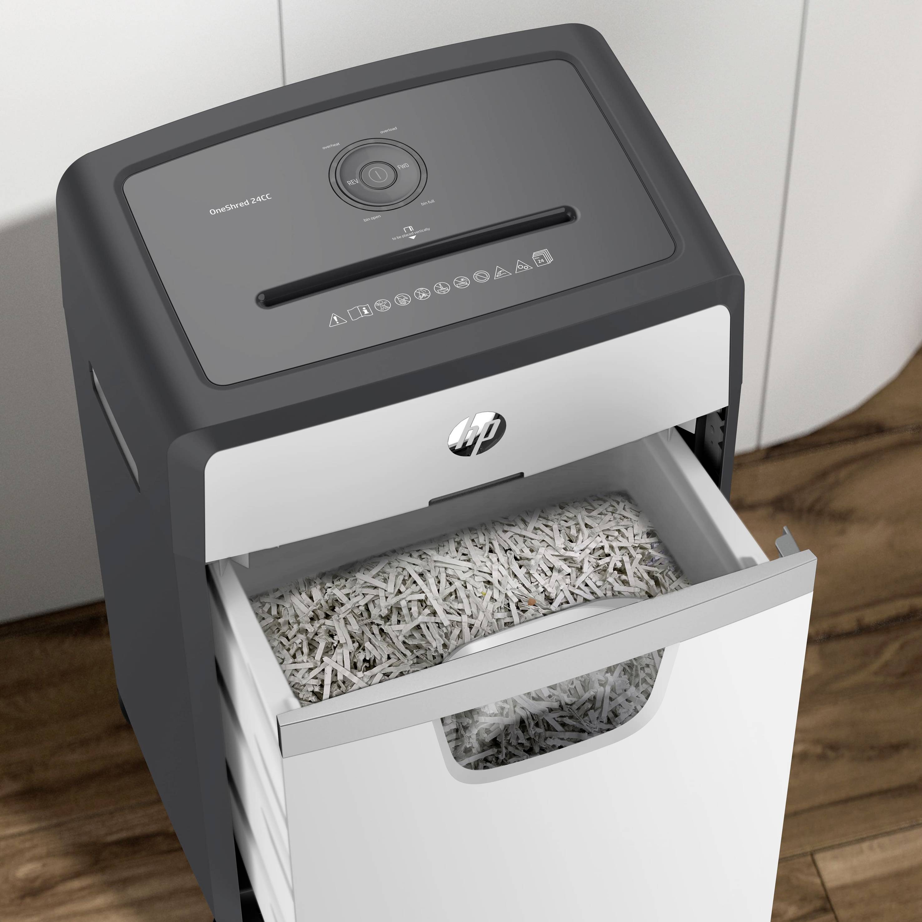 HP OneShred 24CC Distruggi documenti 24 Taglio a frammenti 4 x 35 mm 30 l Distrugge anche Graffette, Carta di credito, P-5