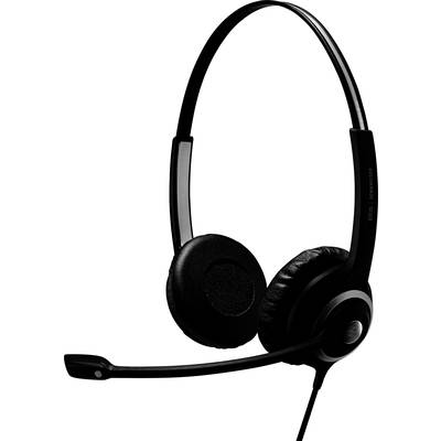 Cuffie con microfono, adatte per telefonia via computer o videoconferenze, su sfondo bianco.