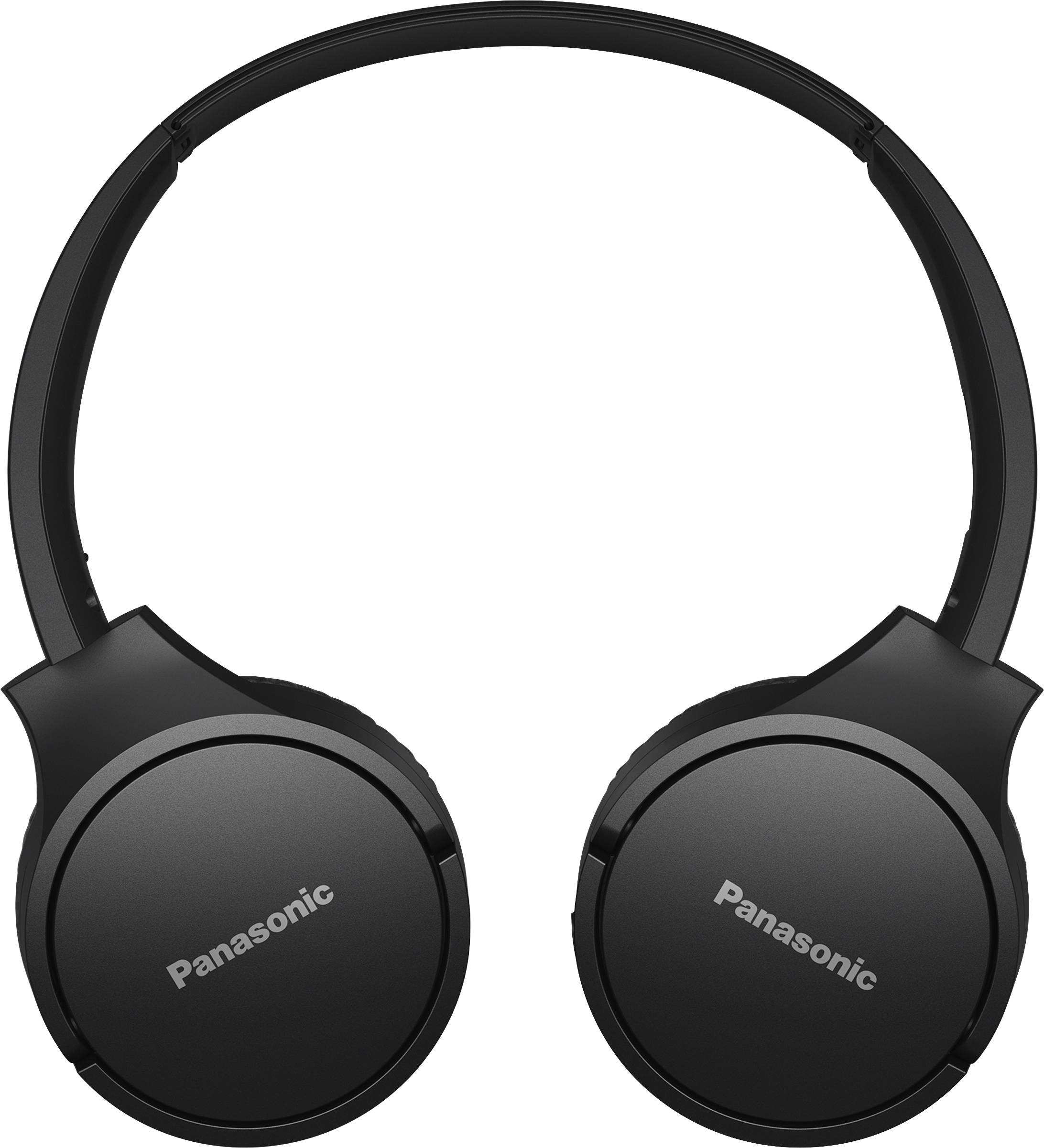 Cuffie over-ear wireless nere del brand Panasonic, vista frontale, dal design minimale e moderno.