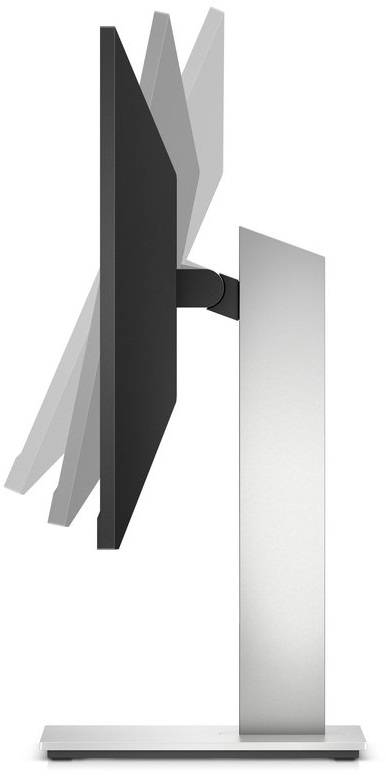 Un monitor del computer visto di lato con inclinazione regolabile e un supporto metallico elegante.