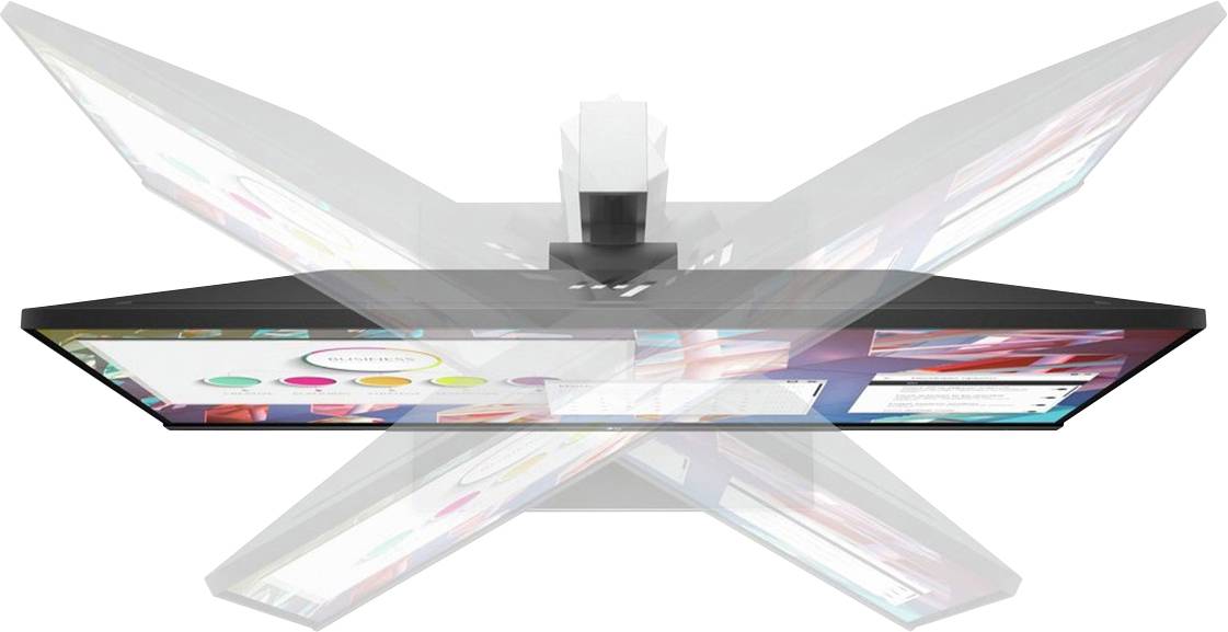 Un monitor mostra diversi angoli di visualizzazione. Lo schermo si muove dal centro verso l'esterno per illustrare la flessibilità.