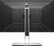 Un monitor nero visto da dietro con un sottile piedistallo argentato e il logo del marchio in alto al centro.