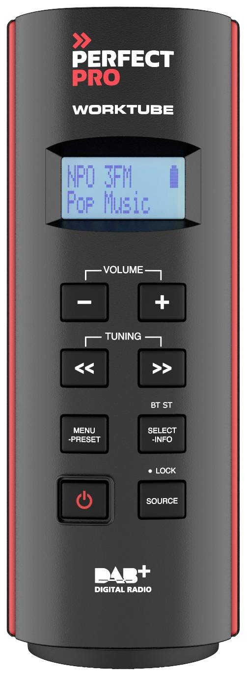 PerfectPro WORKTUBE Radio da cantiere DAB+, FM AUX antiurto , ricaricabile Nero
