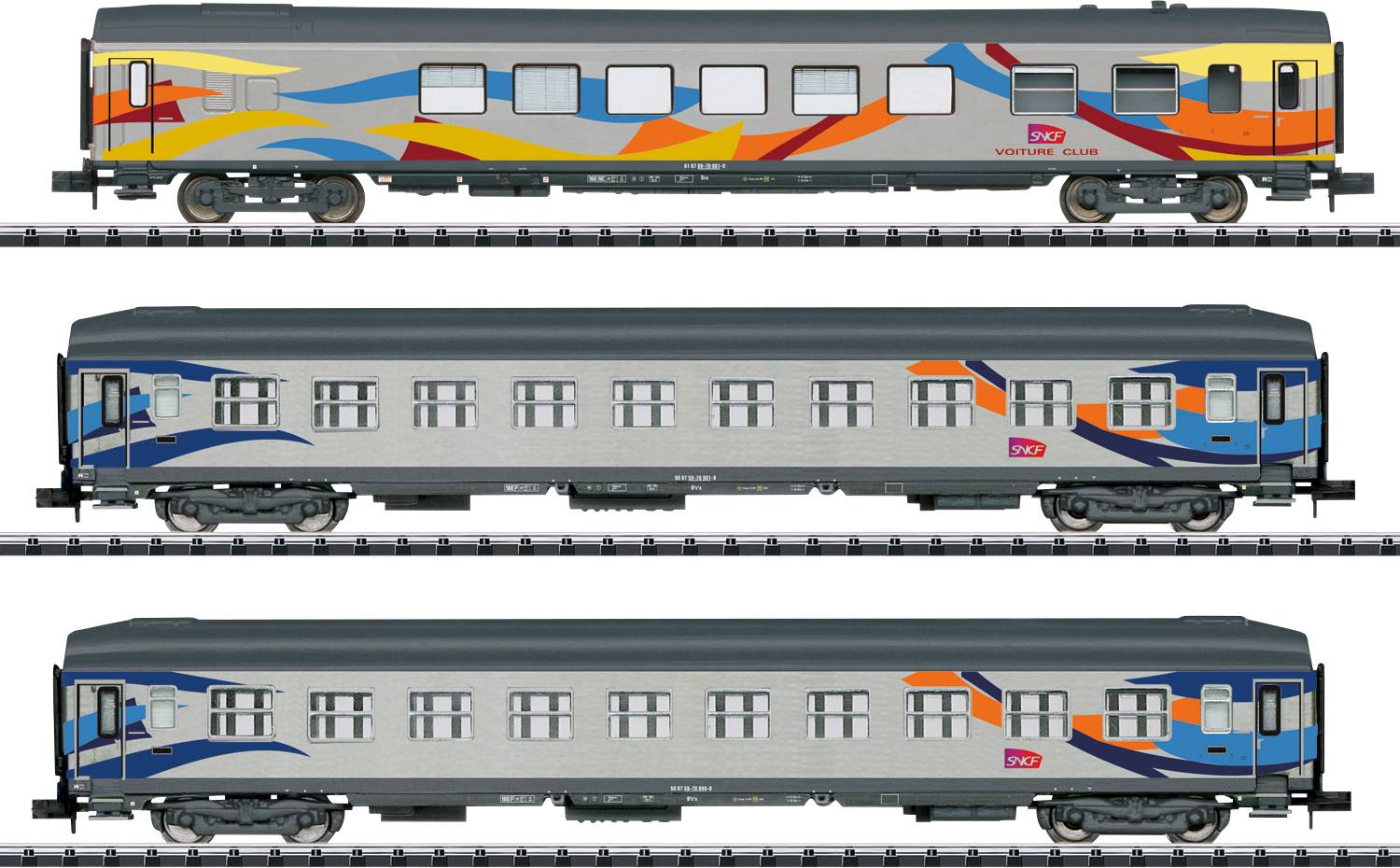 Carrello a treno rapido kit da 3 pz. "Croisière" di SNCF MiniTrix T18210
