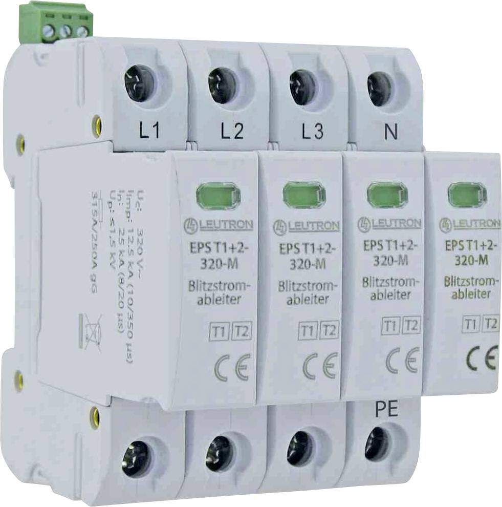Leutron 380703 EPS T1+2/4+0-320-12.5-FM Scaricatore di sovratensioni Protezione da sovratensioni per: Armadi di distribuzione 12.5 kA 1 pz.