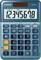 Un calcolatore standard con involucro blu mostra il numero 1234567,8 sul display. Sono visibili i tasti per le operazioni aritmetiche di base.