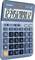 Un calcolatore tascabile Casio blu con tasti grandi. Il display mostra la sequenza numerica '1234567890.12'.