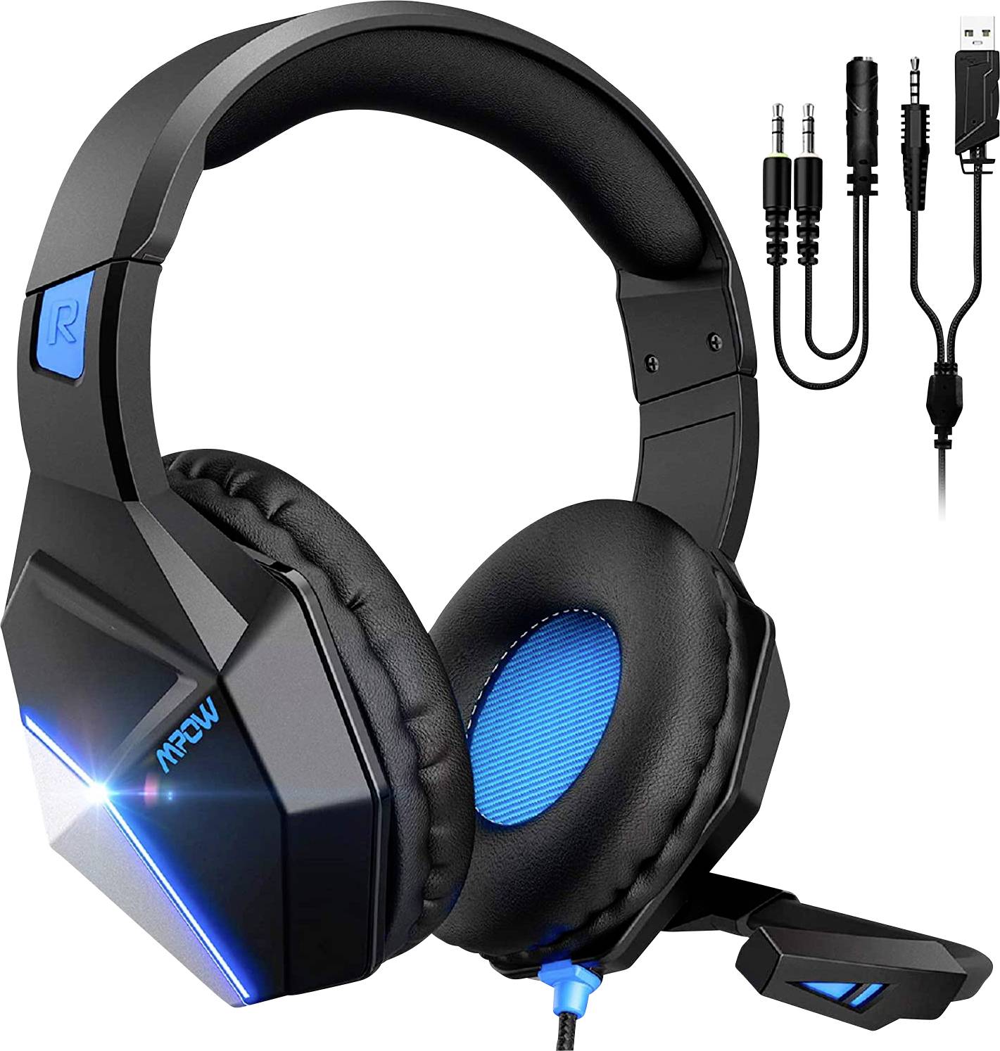 Acquista Mipow EG10 Gaming Cuffie Over Ear via cavo Stereo Nero, Blu  Riduzione del rumore del microfono Muto, regolazione del vol