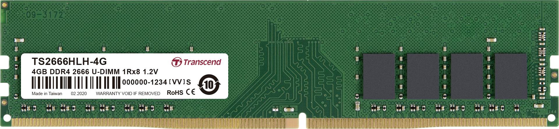 Transcend Transcend - DDR4 - Modul - 4 GB - DIMM 288-PIN Modulo di memoria PC DDR4 4 GB 1 x 4 GB Non-ECC 2666 MHz 288pin DIMM CL19 TS2666HLH-4G