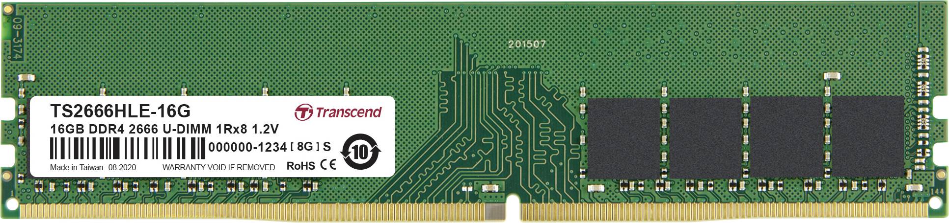 Transcend TS2666HLE-16G Modulo di memoria PC DDR4 16 GB 1 x 16 GB 2666 MHz 288pin DIMM CL19 TS2666HLE-16G