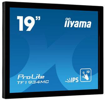 Monitor piatto con scritta '19 pollici ProLite TF1934MC', con touchscreen capacitivo e tecnologia IPS.