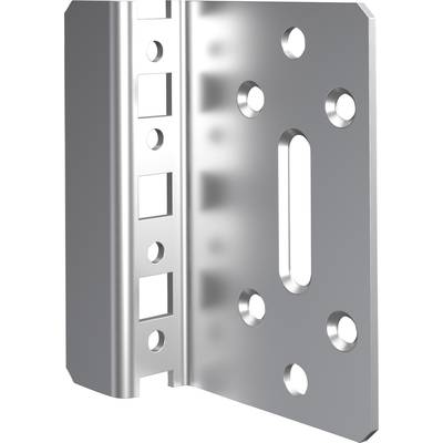 Staffe metalliche per il fissaggio di scaffali, con più fori per viti e bulloni, dal design robusto per garantire stabilità strutturale.