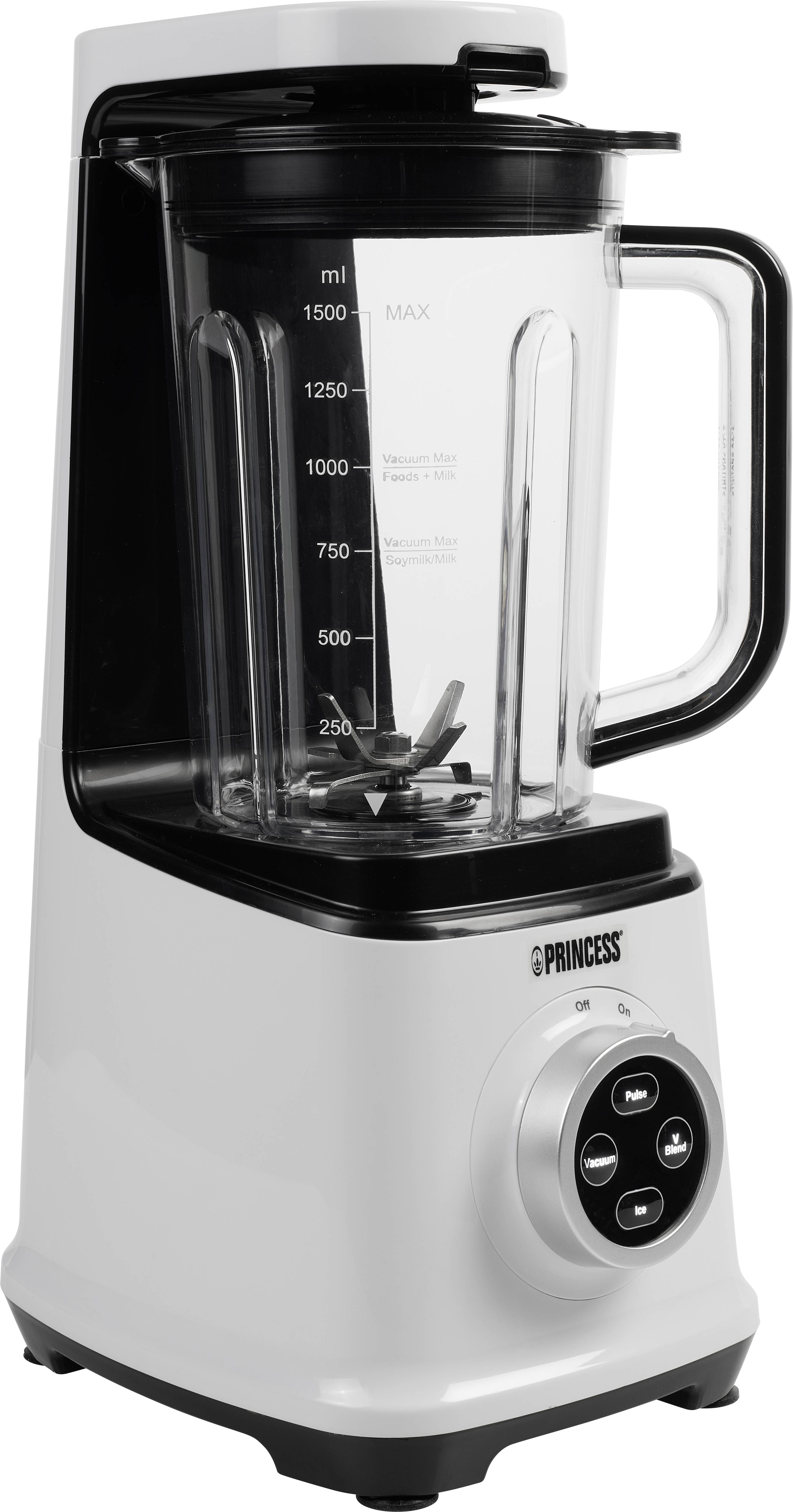 Princess frullatore sottovuoto 800w caraffa da 1.5 lt 6 lame velocita` regolabile con caraffa extra da 1 lt bianco